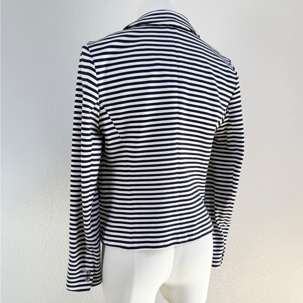 Banana Republic Old Money Coastal Chic Navy and White Striped Knit Blazer 6 - Picture 3 of 5